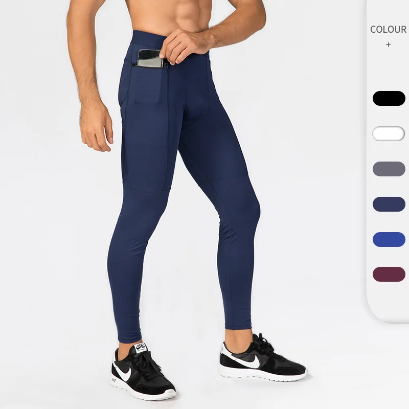 

Custom logo training gym pants Running Tights Mens Compression Pants pocket