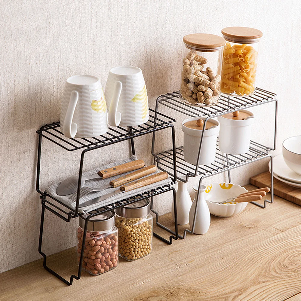 

Wrought iron kitchen multifunctional superimposed simple space-saving storage rack