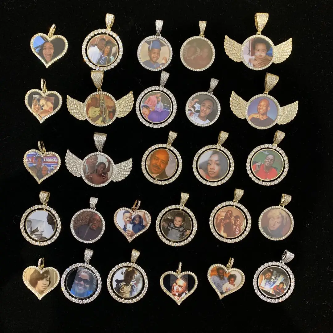 Fashion Necklaces for Women Man Bronze Round All Diamond Crystal Friend Family Photo Picture Frame Locket Pendant Chain Necklace