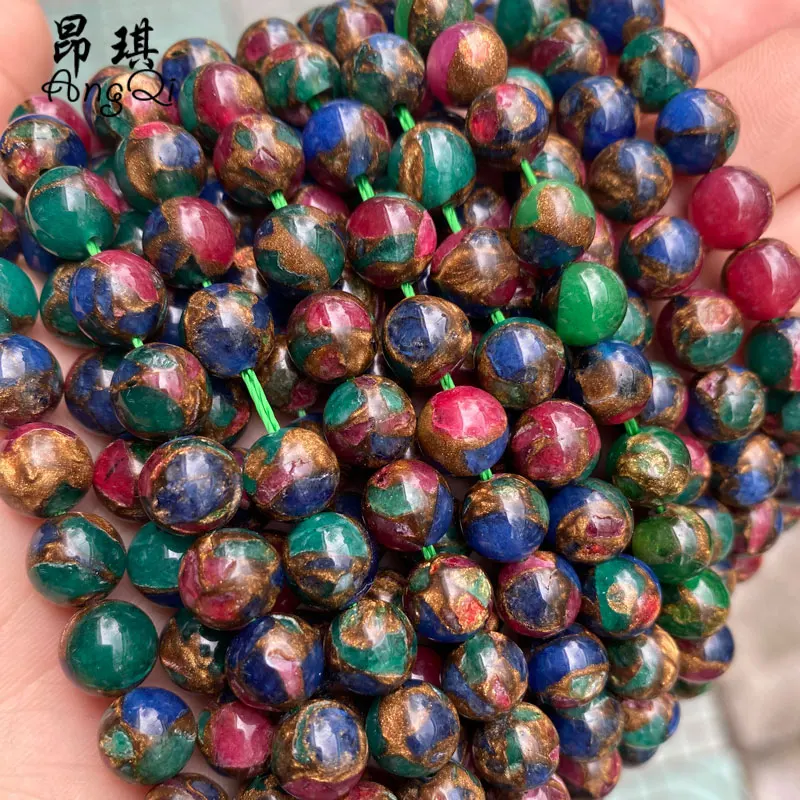 

Wholesale Natural Nepal Stone Colored Cloisonne Round Beads For Jewelry Necklace Bracelet Making, Dyed color