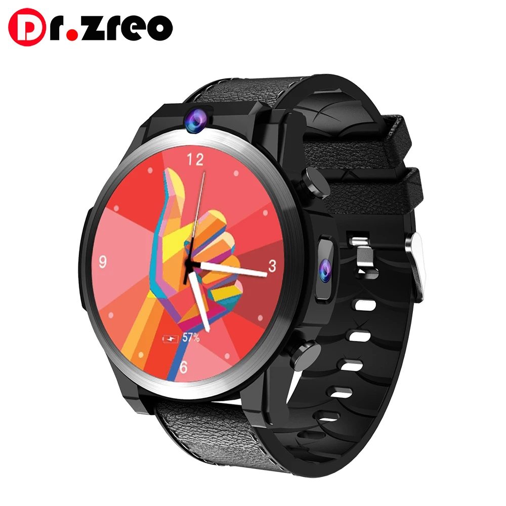 

3G RAM 4G SmartWatch 1.6 inch Crystal Display GPS/GLONASS Quad Core 32GB ROM 800mAh Leather Strap Android Smart Watch Phone Men