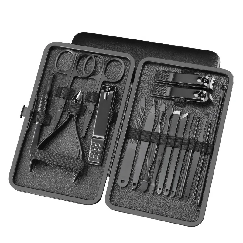 

High Quality Black Professional Pedicure Manicure Set With Pu Bag