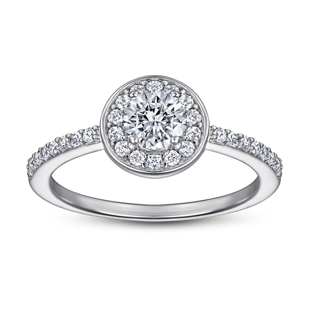 

Ladies wedding single diamond ring S925 sterling silver set zircon ring wholesale