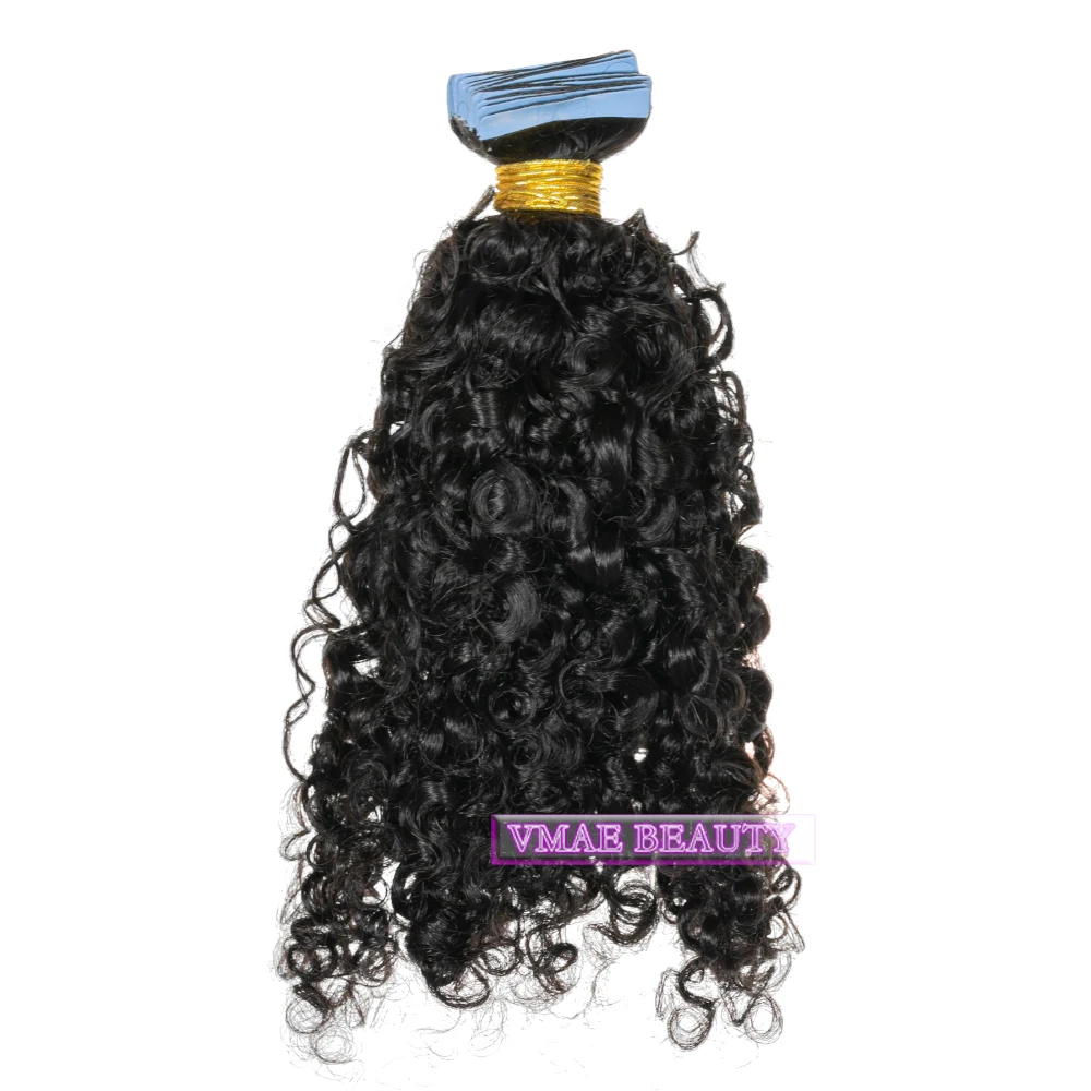 

VMAE 11A Afro Kinky Curly Tape Hair 100g Natural Black Can Be Dyed Virgin Tape In Hair Extension