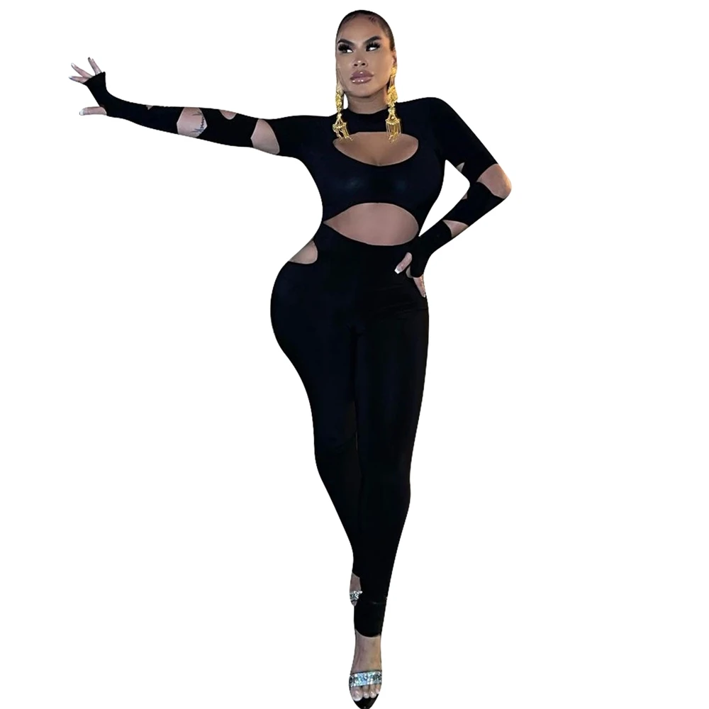 

OR120140 jumpsuits elegant Sexy slim leaky solid color one-piece jumpsuit women bodysuit