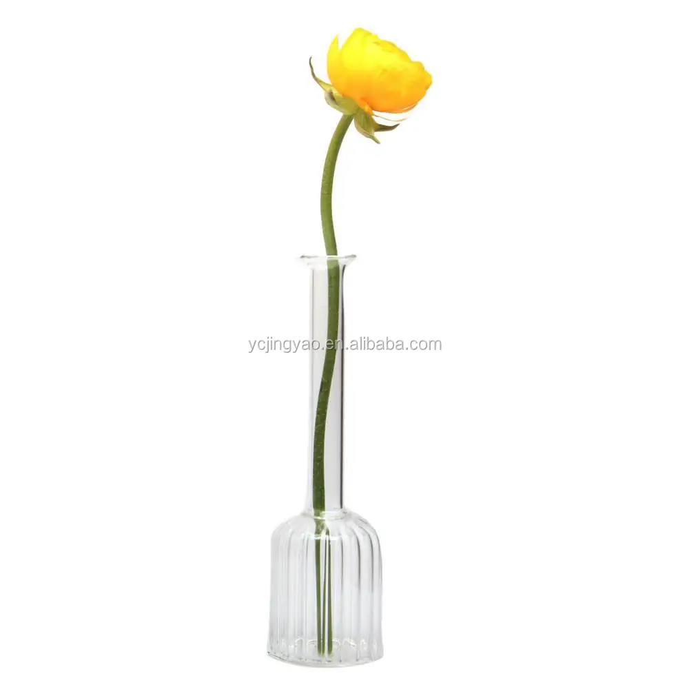 

Hand Blown Tall Fluted Crystal Glass Single Flower Bottle Vase for Propagating Hydroponic Plants Home Garde Wedding Decoration, Clear