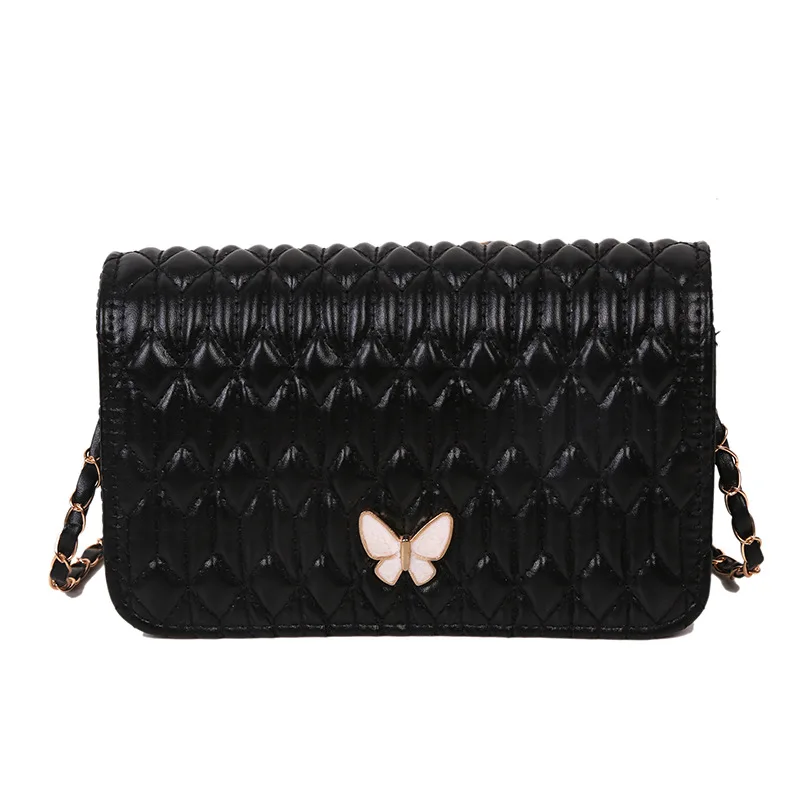 

Women's bag Autumn and winter trend new embroidery line chain single shoulder bag Korean butterfly small square bag, 2 colors