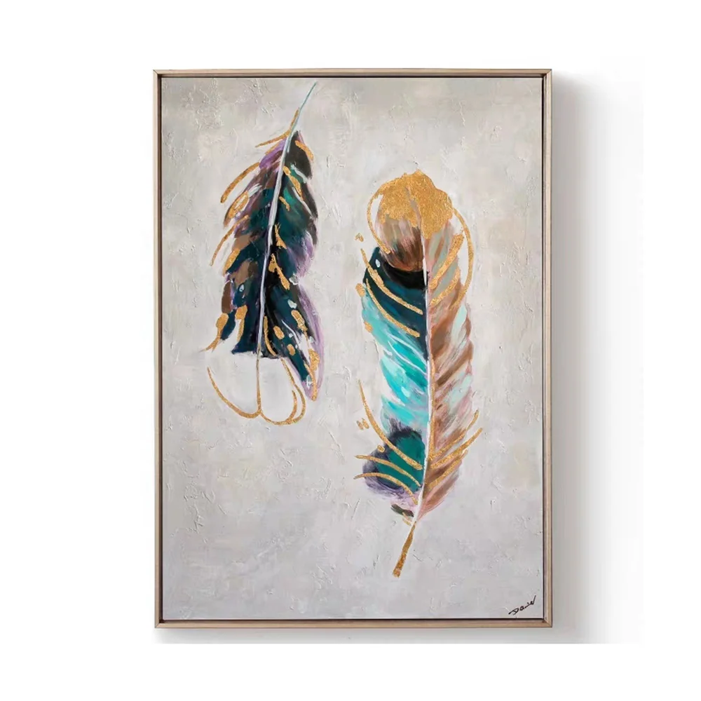 

Dafen Home Decoration Hand Painted Wall Decoration Abstract Golden Leaf Canvas Art Oil Painting