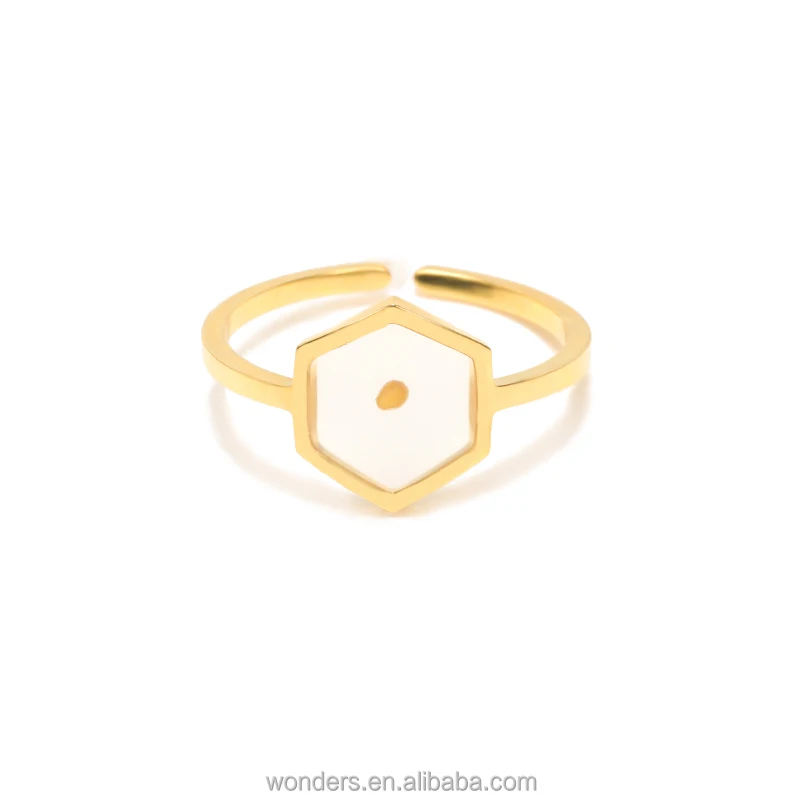 

Inspirational Stainless Steel Mustard Seed Hexagon Geometric Open Ring Adjustable Midi Finger Rings Gold Silver, Gold, platinum