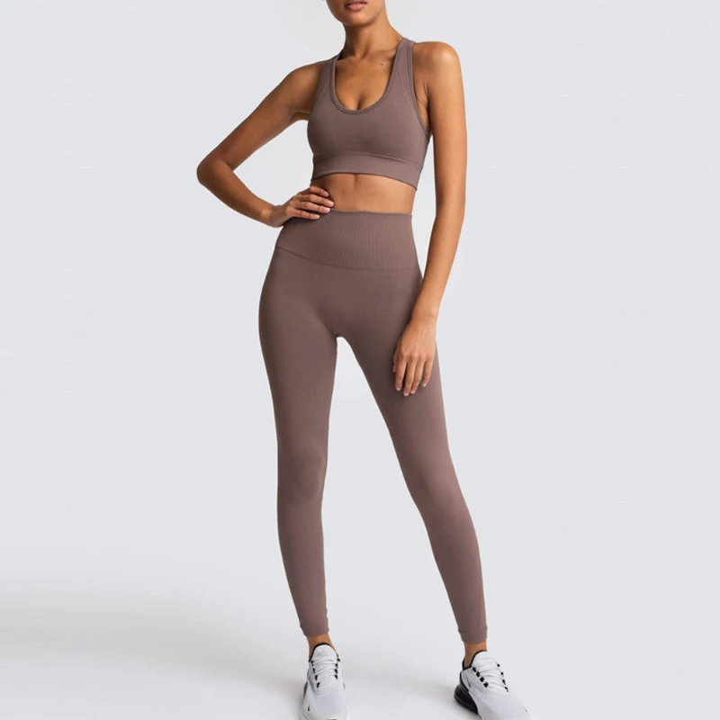 

Ngozi Workout Seamless Yoga Set Custom Sports Yoga Suit Clothing Fitness Wear High Waisted Workout Leggings Yoga Set YSKF6095, Customized colors