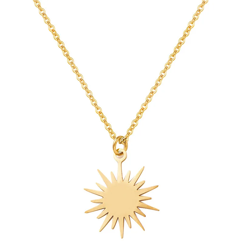 

Stainless Steel Women's 14K Gold Plated Chain Sunflower Necklace