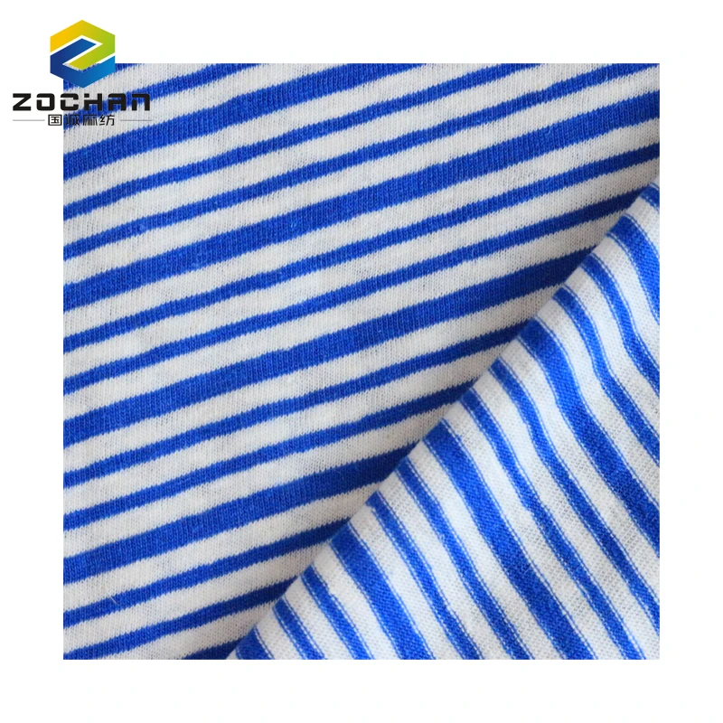 

Factory 55/45 linen cotton stripe jersey eco-friendly fabric for kids Garment t shirt