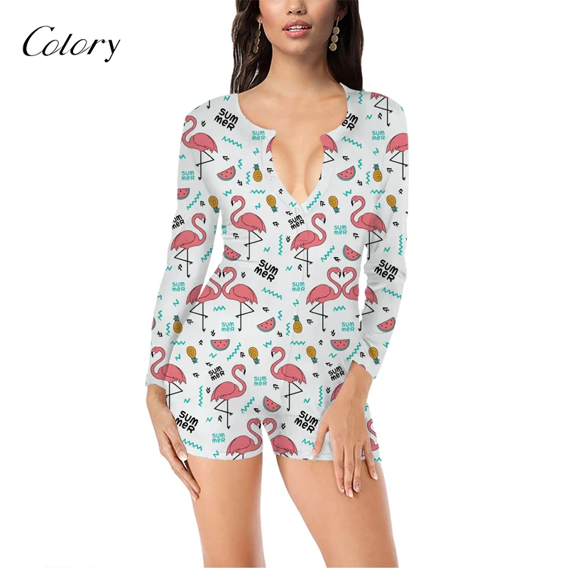 

Colory Pajamas For Cotton Women Sleepwear Wool Romper, Picture shows