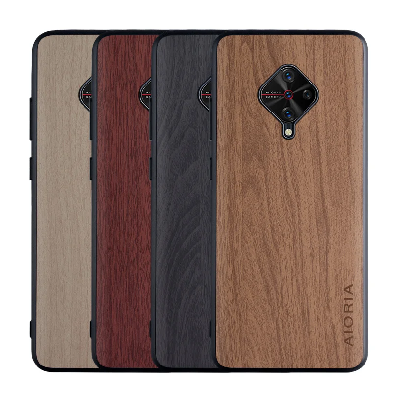 

Vintage PU skin & Hard PC & Soft TPU woodLike case for Vivo Y9S V17 S1 Pro Y19 Y5S U20 U3 Z5i Y12 Y15 Y17