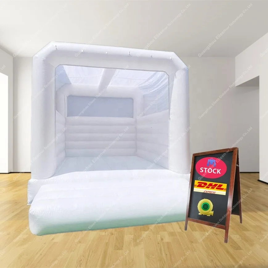 

Fast Shipping Inflatable Toddler Bounce White Bounce House White Color Bouncy Castle RTS Ourdoor Inflatable Toys  PVC, Customized color