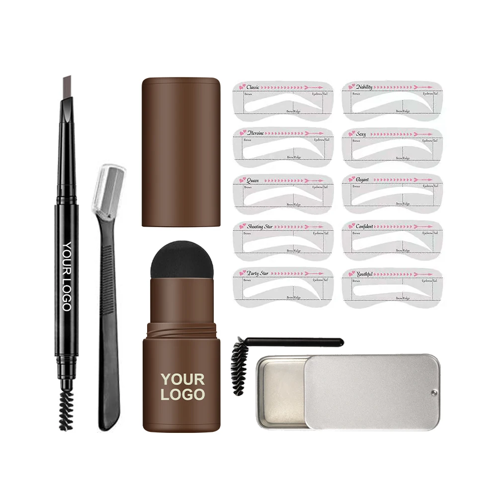 

Custom Private Label Waterproof Hot Sale 4Colors Powder Stencil Kit Eyebrow Stamp, 4 colors