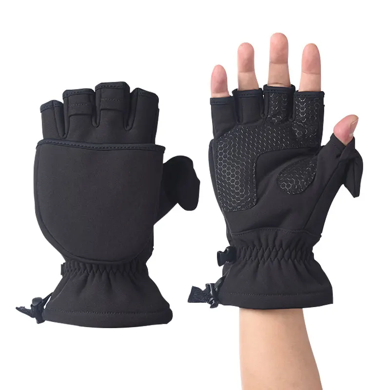 

Pro Warm Cold Weather Winter Waterproof Fingerless Bass Fishing Saltwater Ice Fishing Gloves for Men Women Photography Shooting