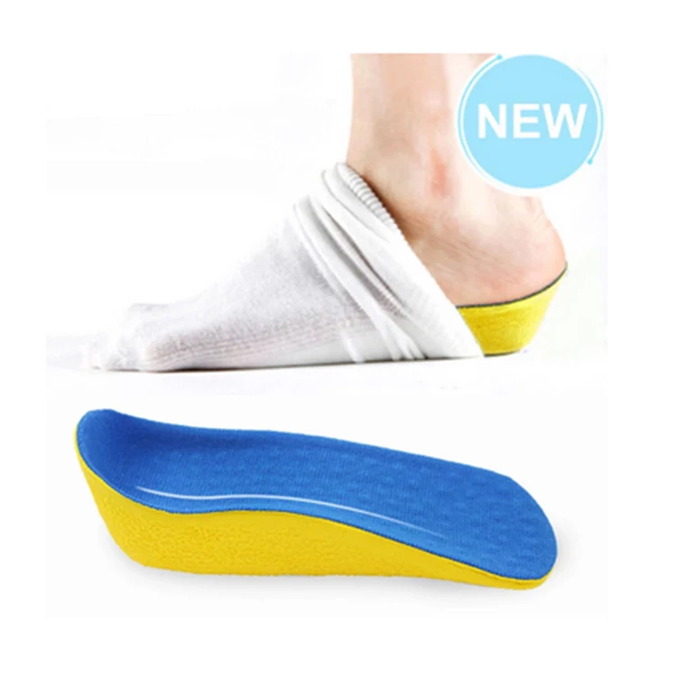 

Height Increased Insoles 2.0 cm Lift Taller In Sock Support Half Invisible Height Increase Insole Cushion, Blue yellow