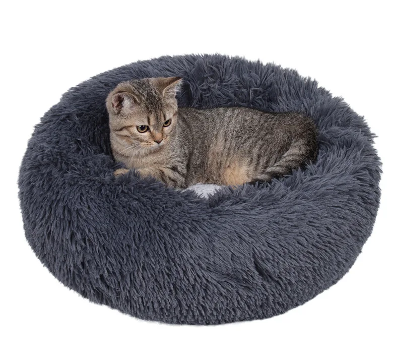 

Faux Fur Ultra Soft Washable Dog Cushion Cat Bed Pet Beds Washable Plush Round Luxury Dog Bed.