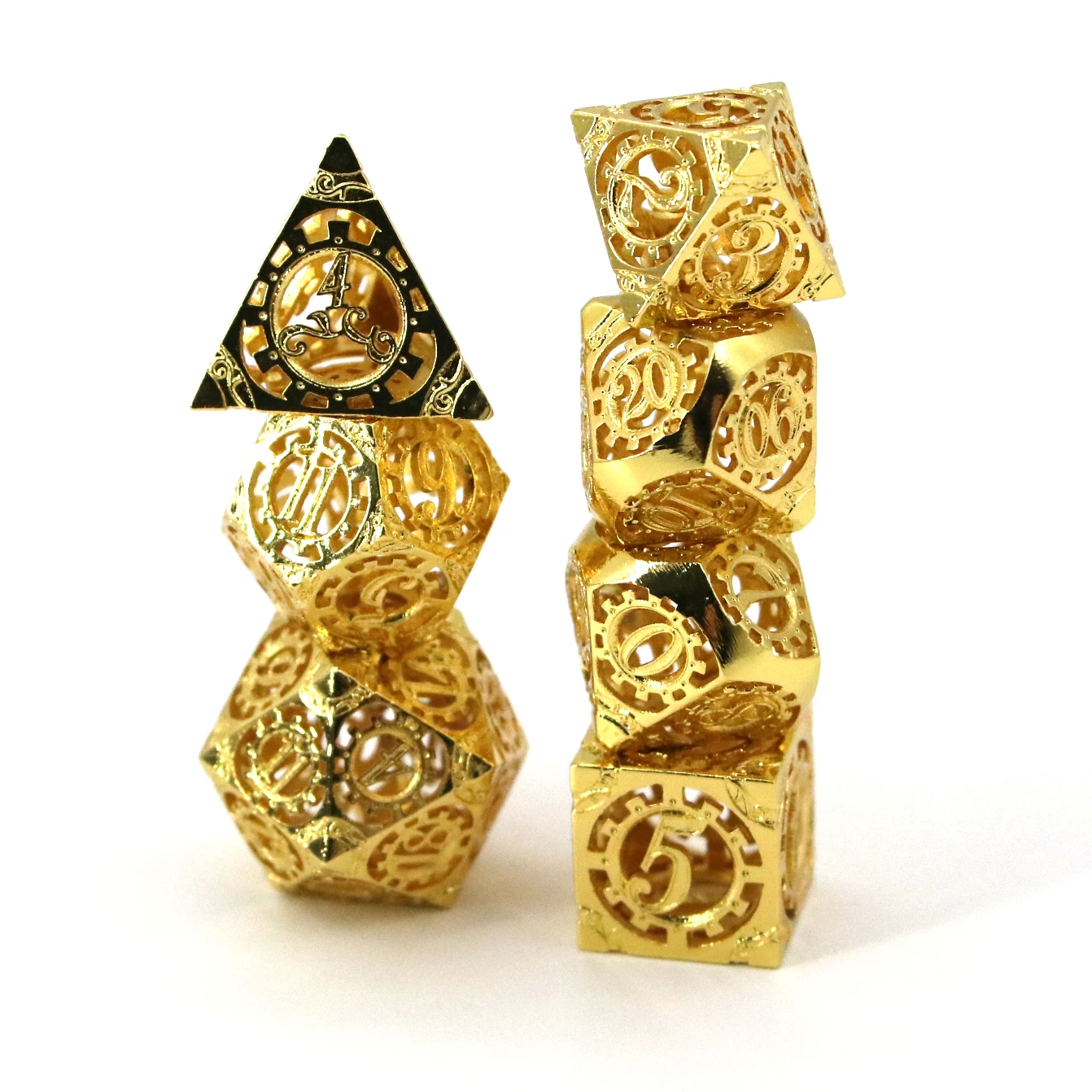 

High Quality Metal Materials Uniquely Designed Polyhedral Game Set Hollow Dice, Colorful