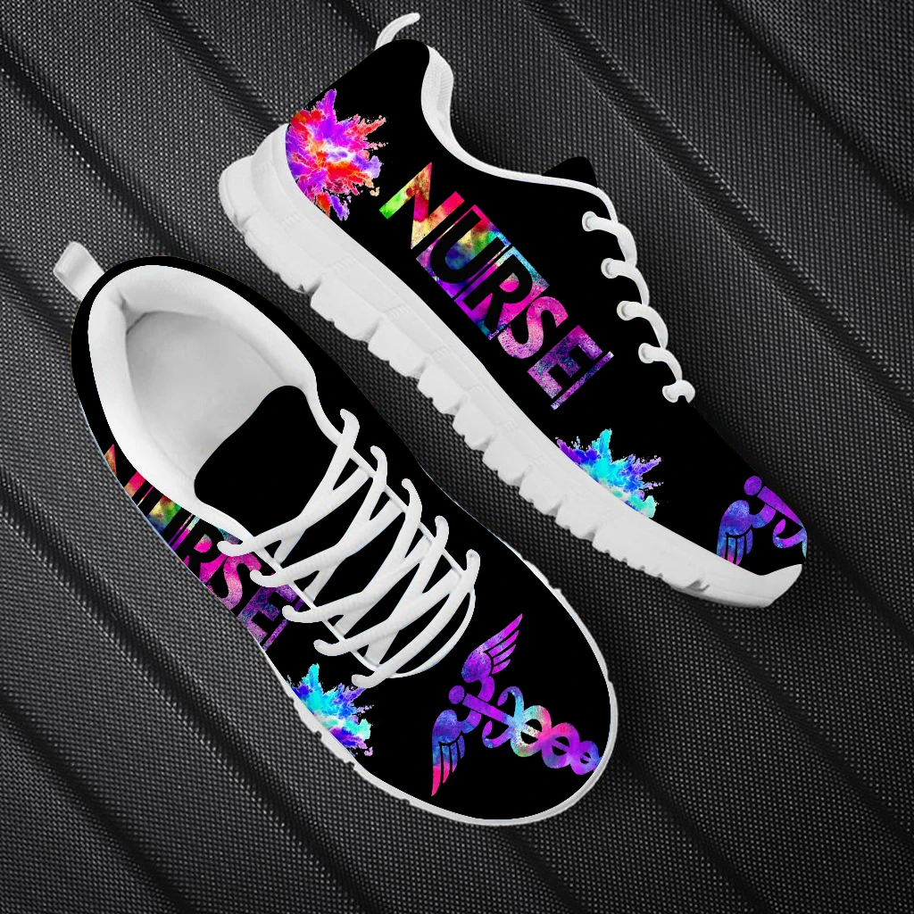 

3D Full Print Galaxy Nurse Pattern Women Flats sSeakers Casual Spring/Autumn Lace Up Shoes Factory Drop Shipping Print On Demand, As image shows