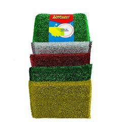 Eco Pack Kitchen Sponges Oem Packing 4 Pcs Metallic Colours Scrubber Pad Scourer Square Dish Sponge Scrubber