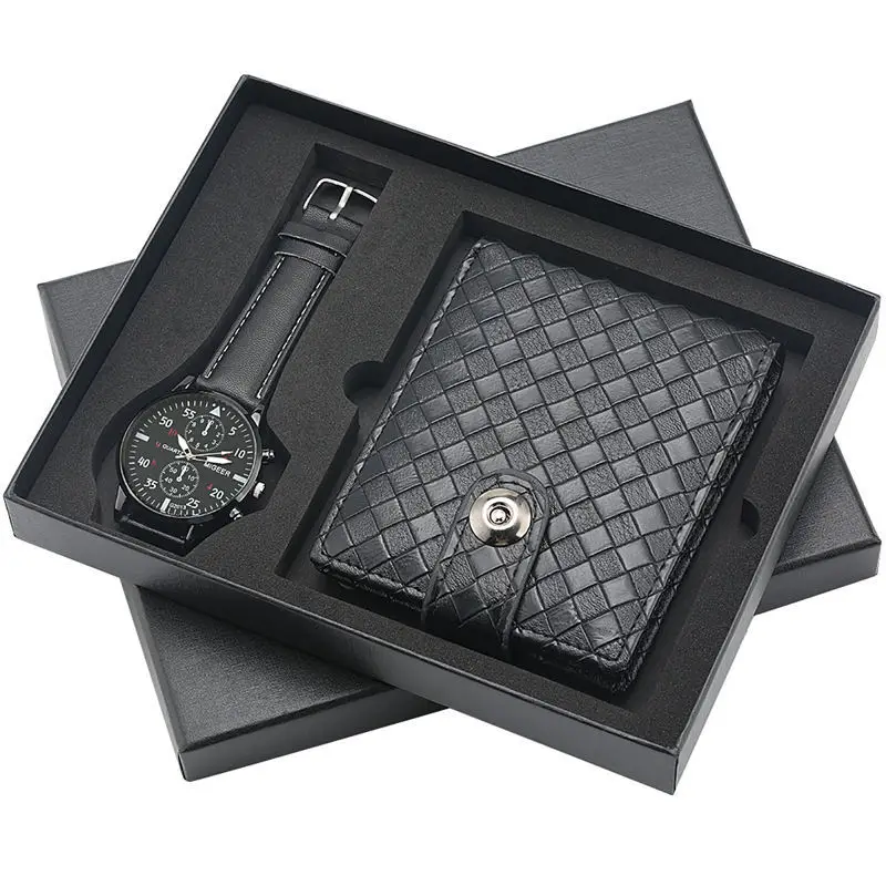 

Hot Sale gift set men two piece set wallet and watch set for men