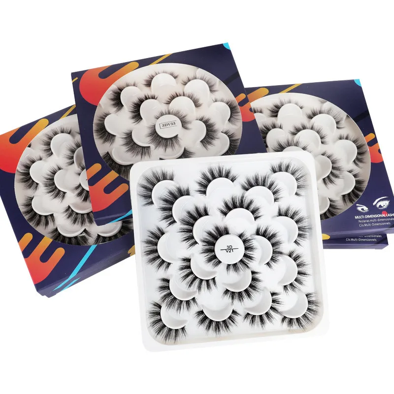 

Newest 3d synthetic fiber false eyelashes 10 pairs/set natural long curly false eyelashes, Black color