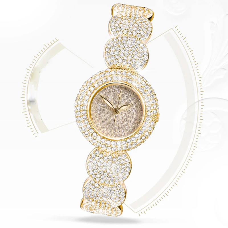 

Women Luxury Diamond Quartz Wristwatches Fashion Ladies Gold Silver Rhinestone Bracelet Watch Wholesale (SK664), As picture