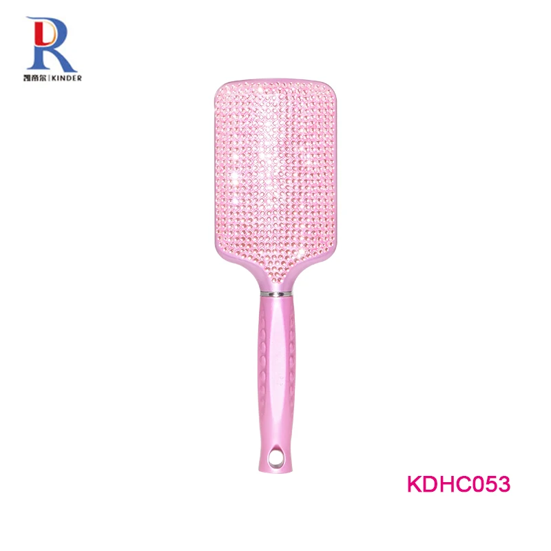 

Luxury handmade rhinestone hair brush custom logo bling crystal hair brush, Pink