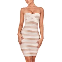 

2019 newest summer evening dress Striped tube top bandage dresses women for gown