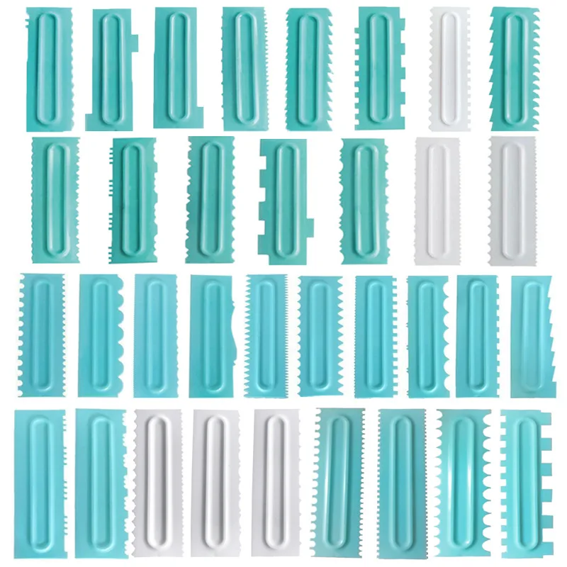 

34 styles plastic cake baking supplies Decoration tools scraper blades butter cream cake comb smoother scraper, As
