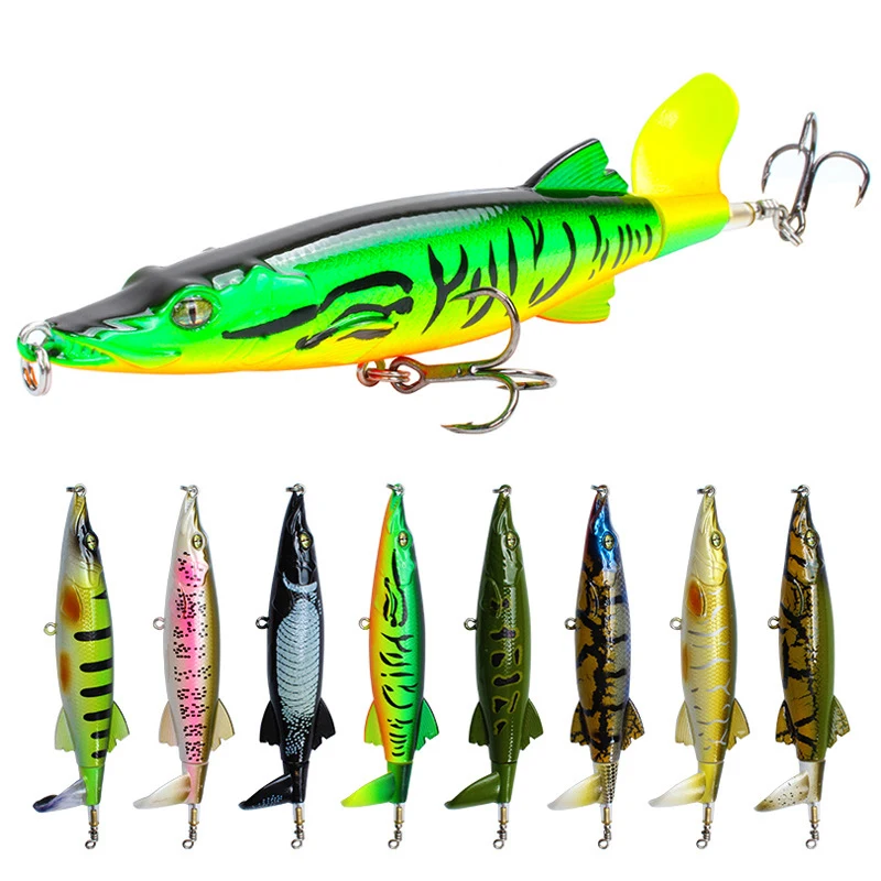 2019 New Whopper Plopper 13cm 16g Popper Lure Topwater Floating Artificial Wobbler Hard Bait Rotating Tail Fishing Tackle, 8 colors