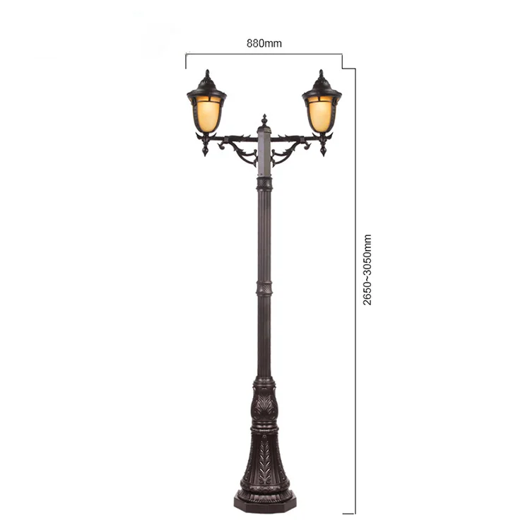 High quality Antique lantern top multi-heads garden street pathway high pole light garden post lamp