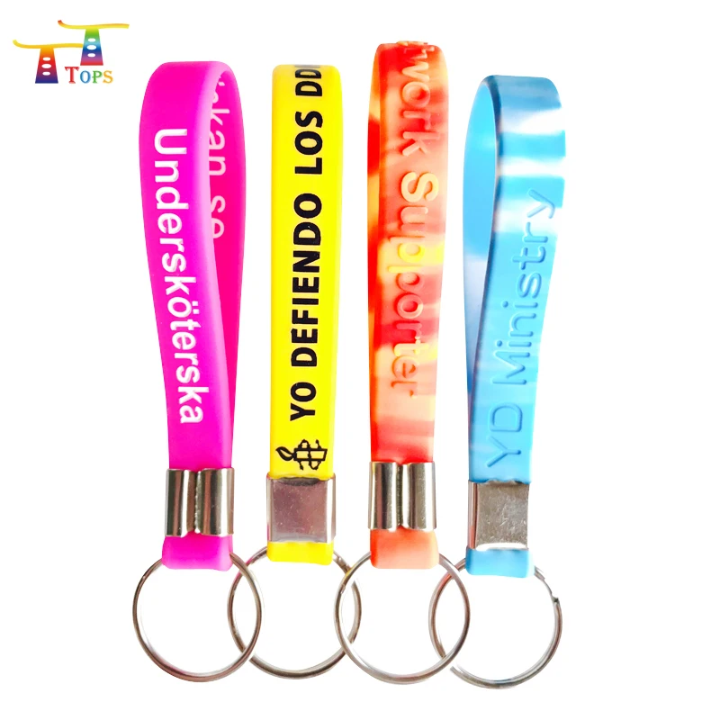 

High quality rubber wristband keychain, silicone bangle keychain, silicone key ring bracelet keychain, Custom
