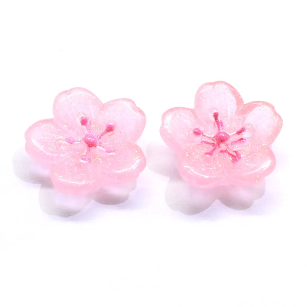

100pcs Mixed Resin Flower Flatback Cabochon Embellishments For Phone Scrapbooking Cherry Blossom Slime DIY Accessories