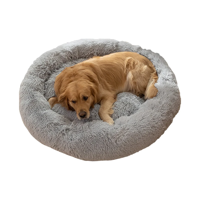 

plush calming dog cushion round 60cm pet beds dog sofa donut cuddler improved sleep dog bed