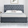 Willsoon 1217D modern European Designs Double Storage Bed King Queen Size With Drawer Ottoman velvet fabric Bed