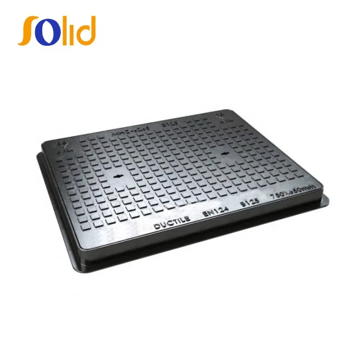 EN 124 Ductile Iron Sand Casting Bitumen Clear Opening Square Rectangular Septic Tank Manhole Cover with Frames