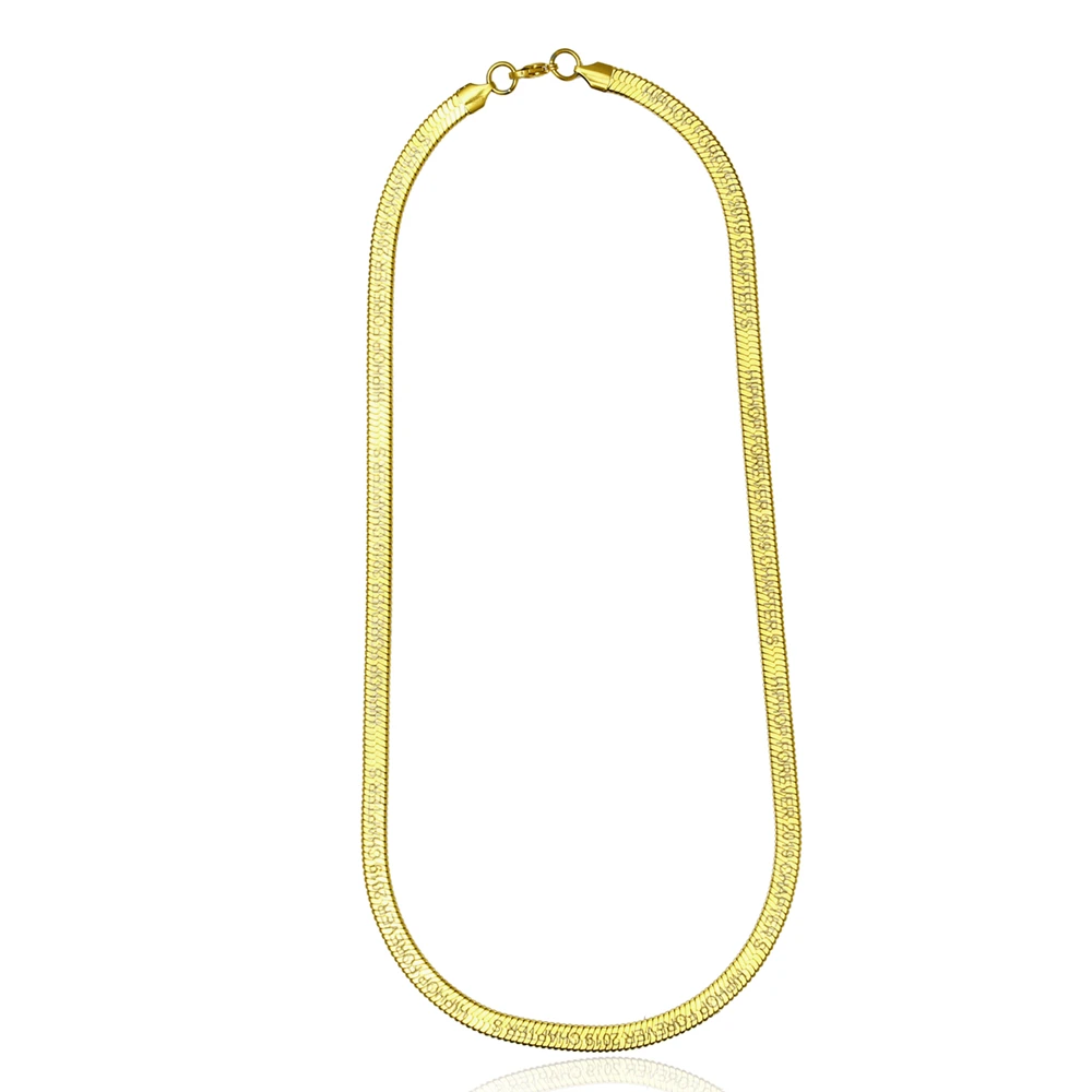 

Stock Jewelry Name Hip Hops Stainless Steel Round 18K Gold Plated Twisted Flat Snake Chain Necklace