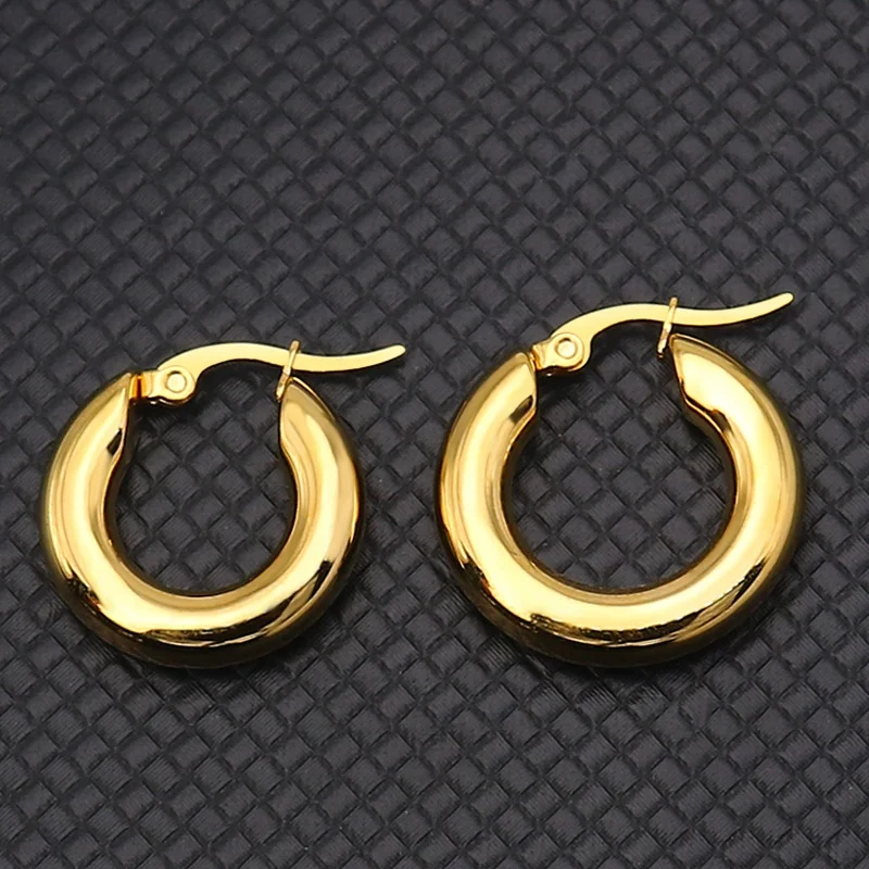 

Simplicity Gold Chunky Hoop Earrings bijoux en aci inoxyd For bijoux femme aciers inoxydable Women Chunky Statement Earrings, Steel color/gold color