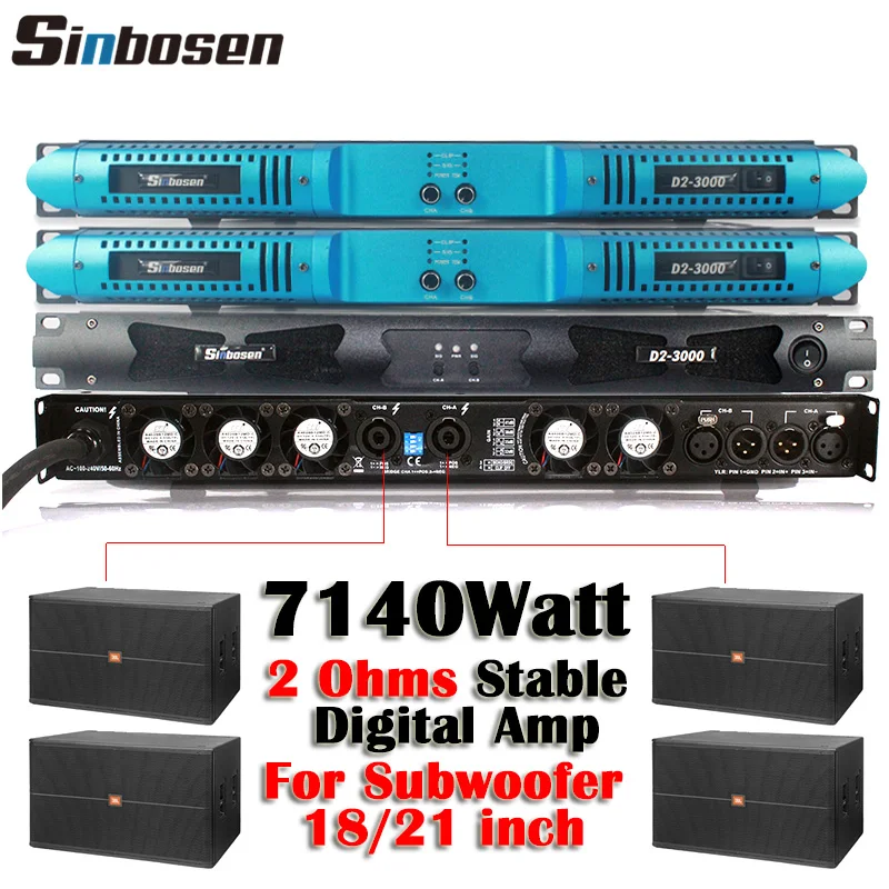 10000 Watt Power Amplifier D2-3000 2 Channel 2 Ohms Stable Professional