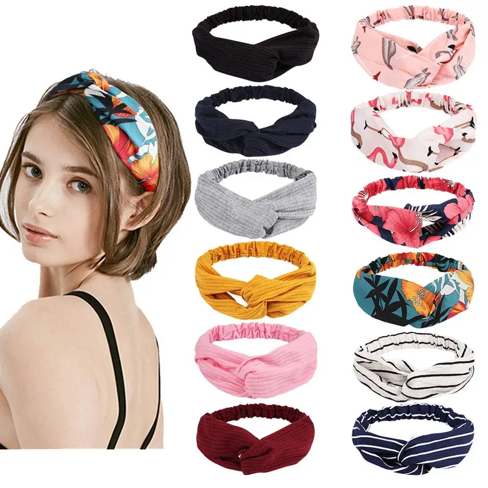

Women lady solid color twist knot headband hair wear wrap accessory makeup hair accessories