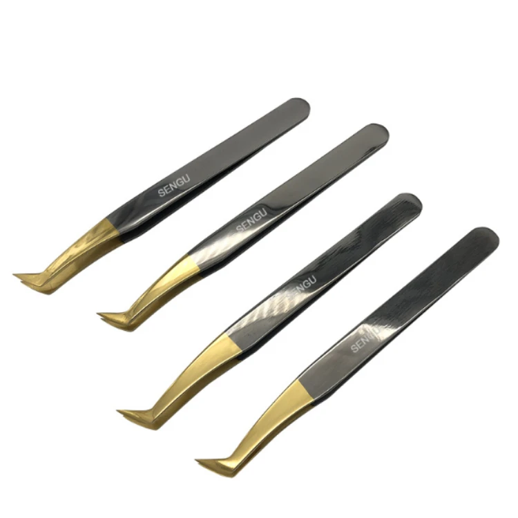 

LASHAP LASHAP Professional Stainless Steel Soft Touch Black Painting Tweezer Straight Tweezer With Tip Gold for eyelash grafting, Gold / rose gold