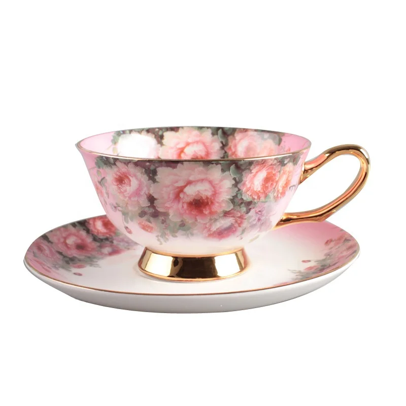 

High Quality Ceramic Coffee Mugs Afternoon Tea Cups Bone China Saucer Flower Ceramic Cup Camellia, As pictures