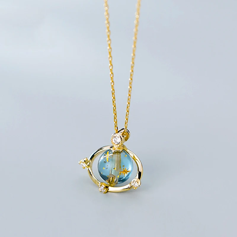 

Ladies Fashion 925 Sterling Silver Novel Necklace Inlaid Zircon Pendant Necklaces Healthy Material Luxurious Jewelry