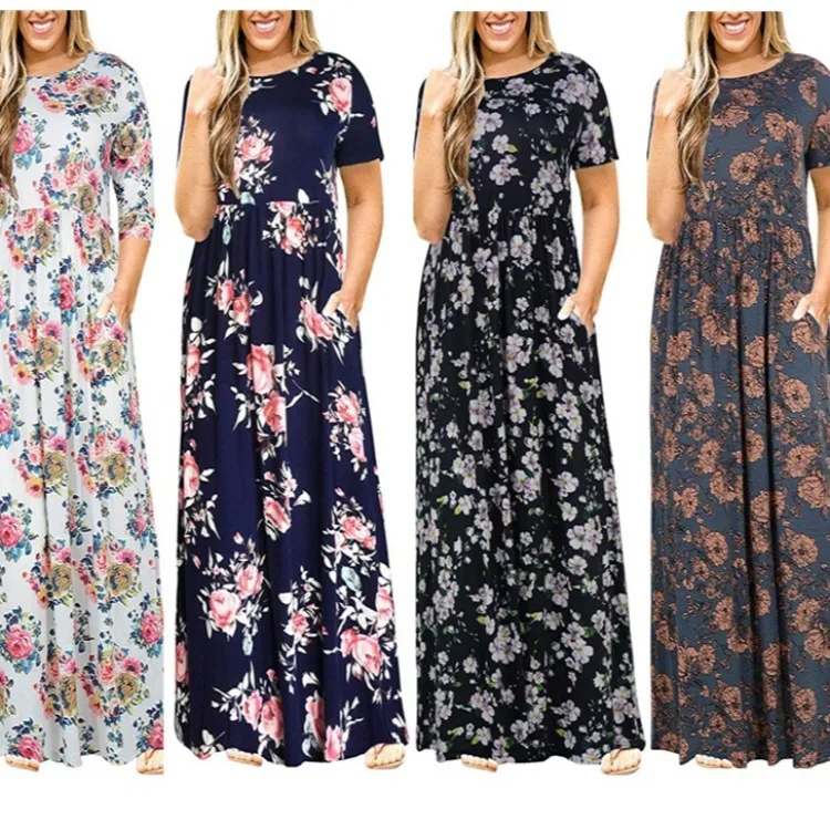 

Vestido De Talla Grande Summer Elegante Para Mujer Flowers Vestido Plus Size