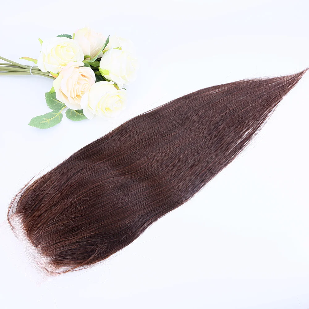 

20 inches brown color 120% density Natural Straight 5x5 lace closure