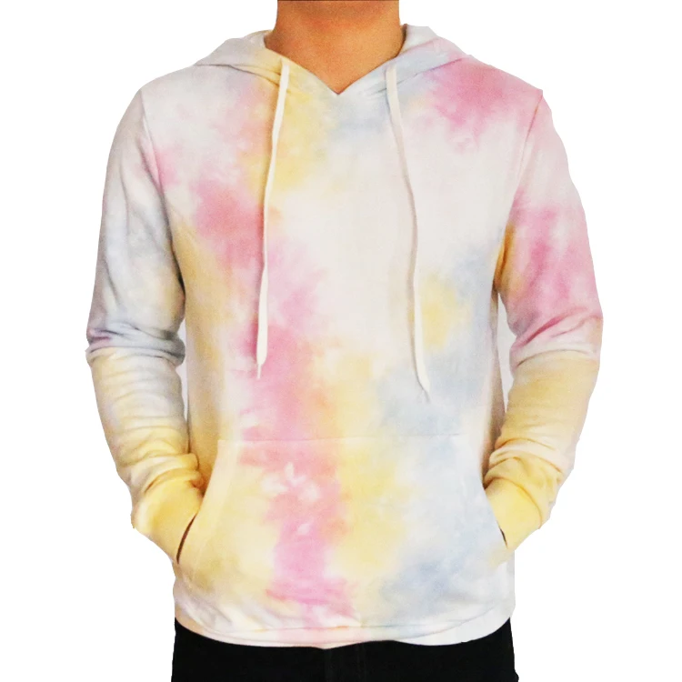 

Tie Dye Sweatshirt Long Sleeve Casual Drawstring Pullover Cotton Hoodie Tops with Pocket, Customized color
