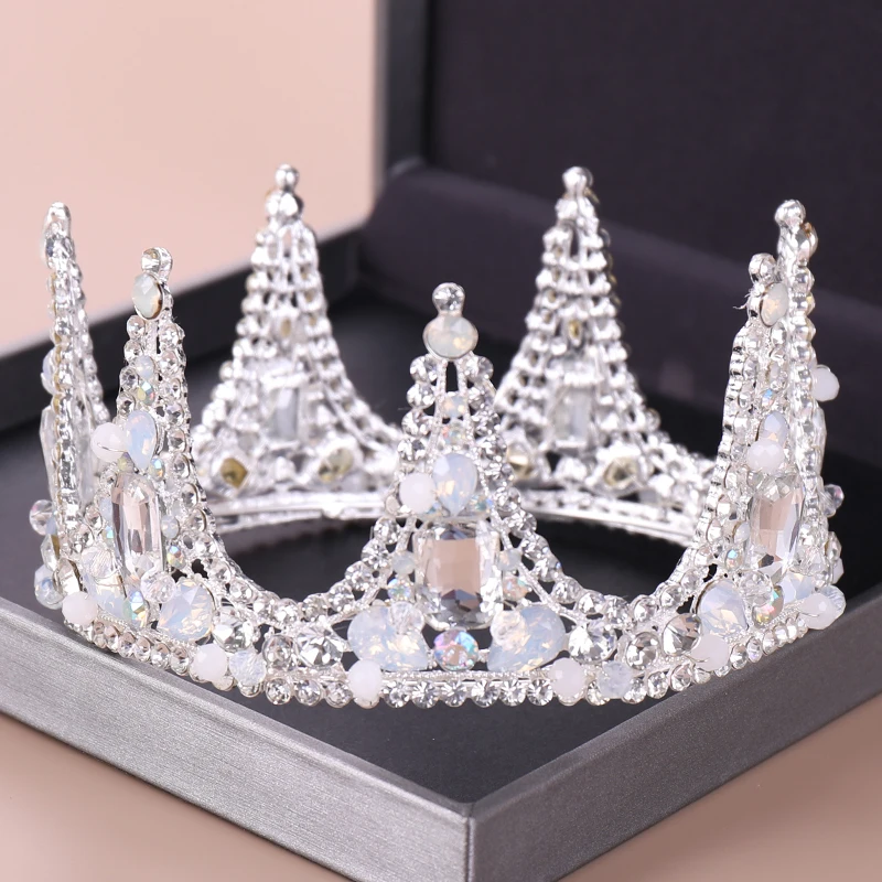 Fashion Tiara and Crowns Crystal Princess Diadem Bridal Round Crown Hair Jewelry for Wedding Women Hair Accessories
